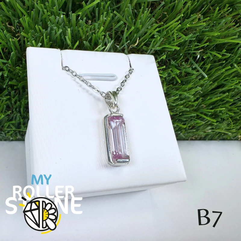 Colgante de plata 925 y calidad de piedra preciosa Kunzita B7