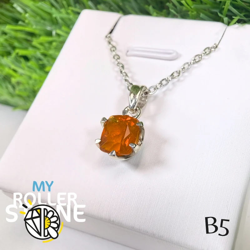 Colgante de ópalo de fuego brasileño (PIAUI) y plata 925 B5