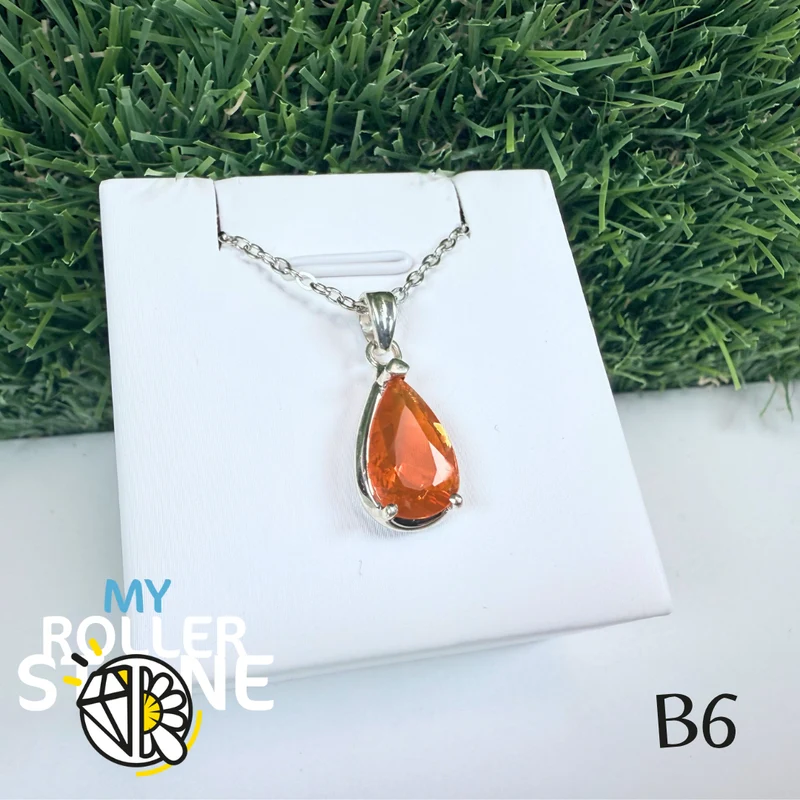 Colgante de ópalo de fuego brasileño (PIAUI) y plata 925 B6