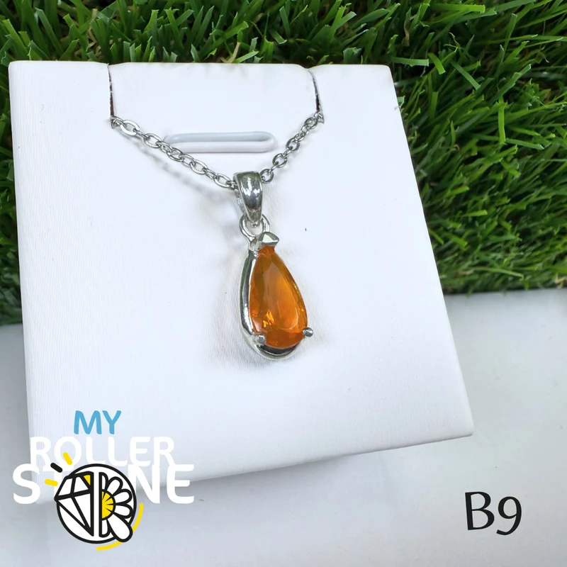 Colgante de ópalo de fuego brasileño (PIAUI) y plata 925 B9