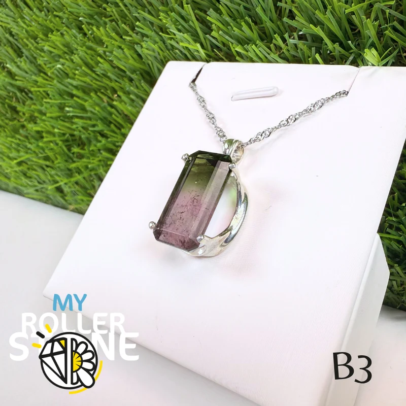 Colgante de turmalina sandía y plata 925 B3+