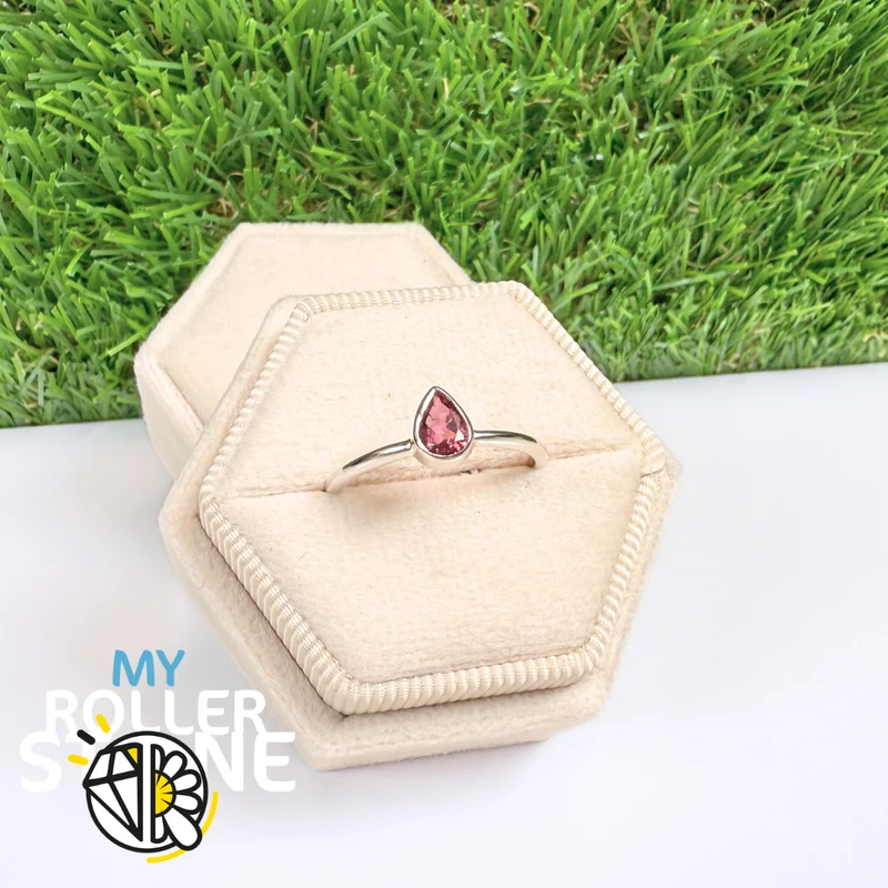 Anillo de plata con turmalina rosa facetada (R819PT)