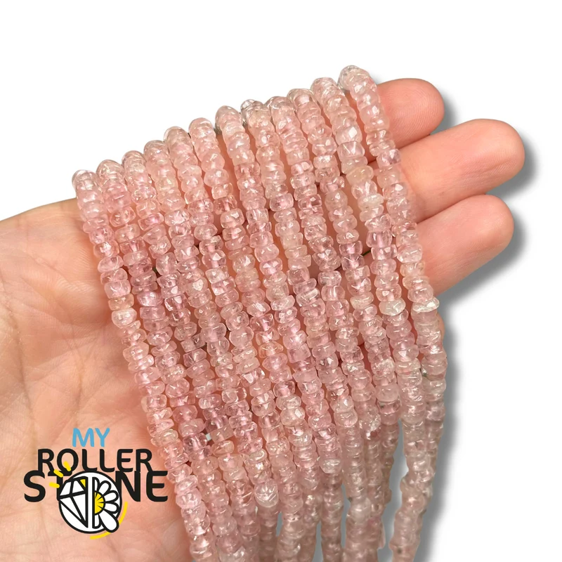 Cuentas Heishi facetadas de cuarzo rosa 5A