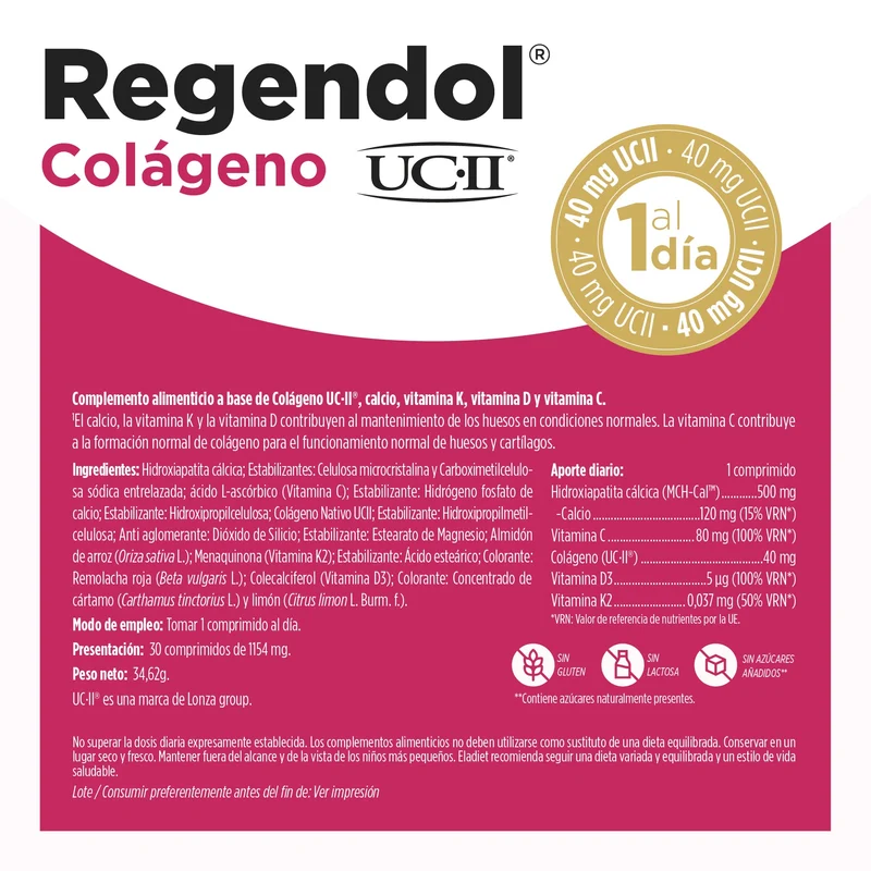 Regendol Colageno UCII 30 Comprimidos | Eladiet