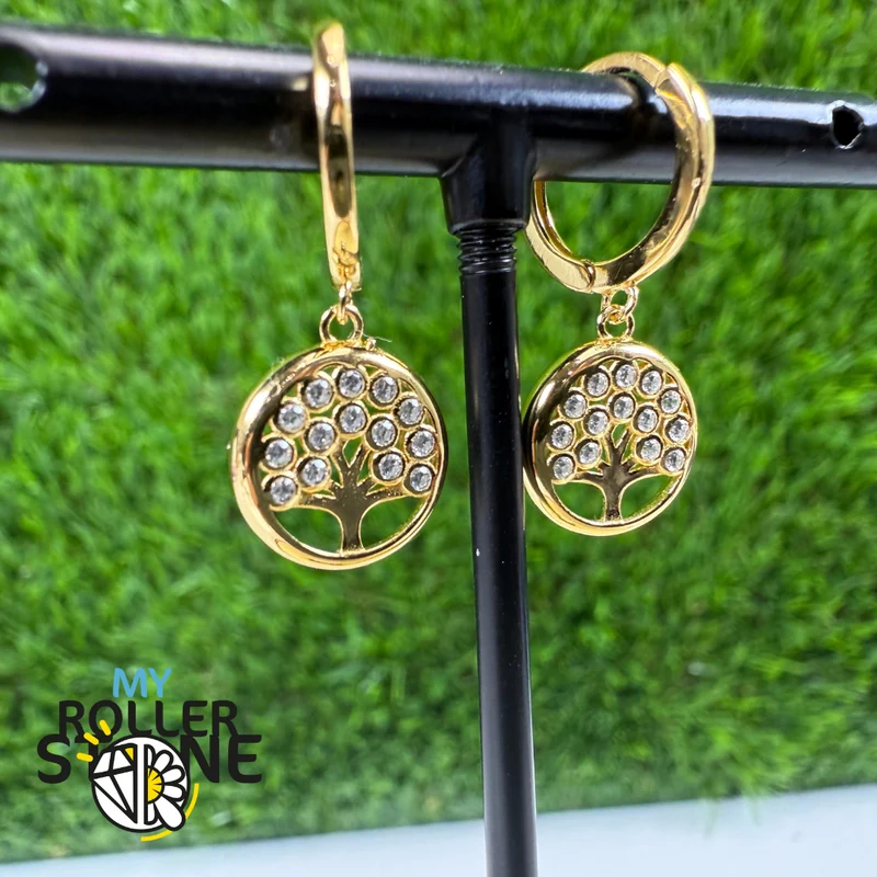 Pendientes Árbol de la Vida en plata de ley 925 y diamantes de imitación