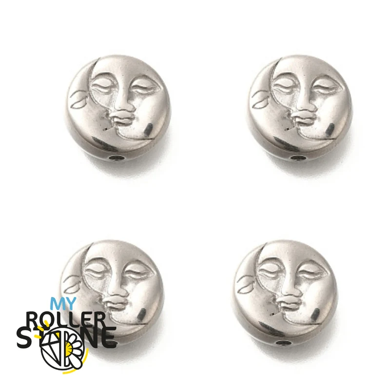 Cara de sol y luna de acero inoxidable con perlas