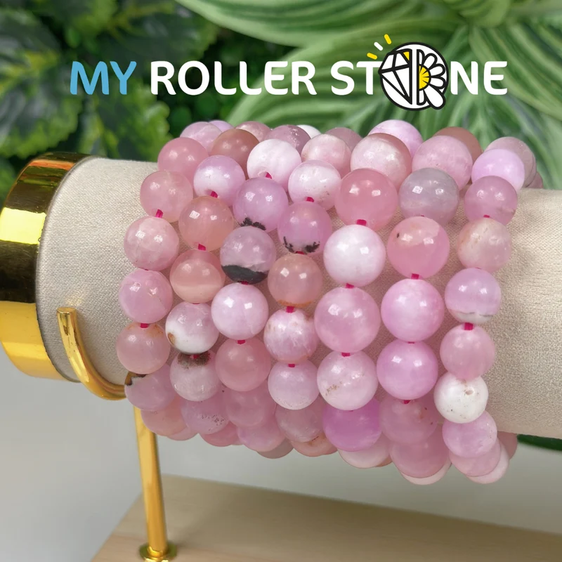 Pulsera de aragonita rosa de 10,12 mm