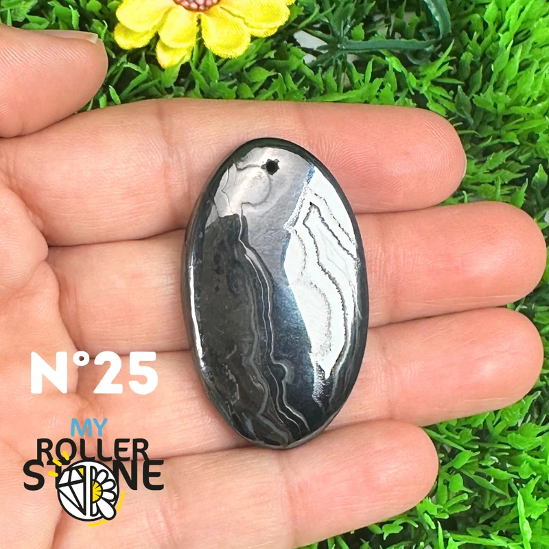 Colgante de plata con psilomelano perforado