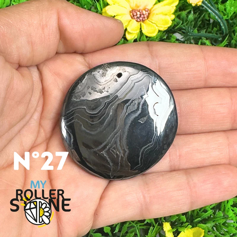 Colgante de plata con psilomelano perforado