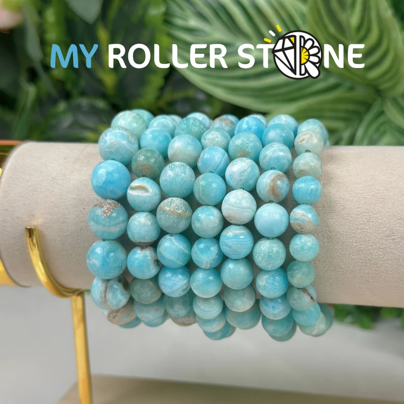 Pulsera de aragonito azul de Pakistán