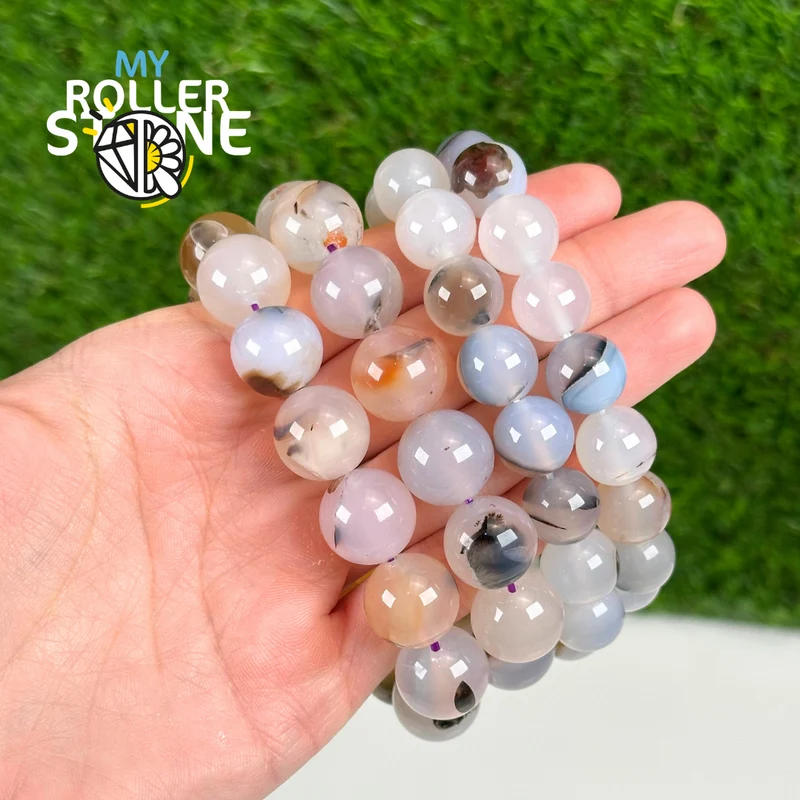 Pulsera de ágata dendrítica de 12 mm a 14 mm