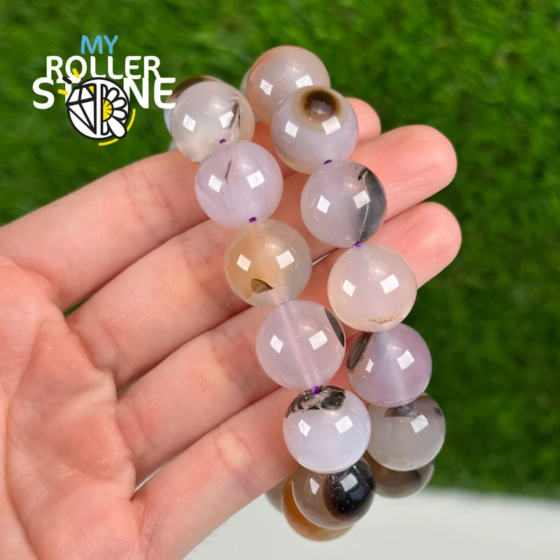 Pulsera de ágata dendrítica de 12 mm a 14 mm