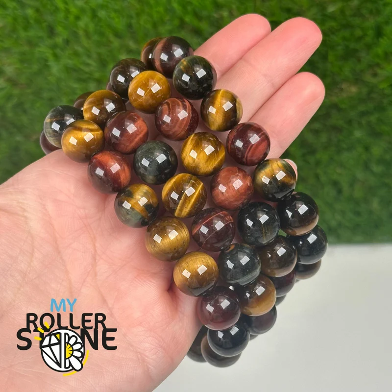 Pulsera de tigre, halcón y ojo de buey de 12 mm