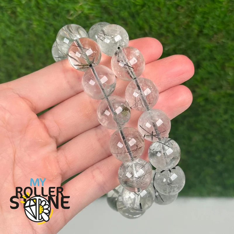 Pulsera de cuarzo turmalinado de 14 mm