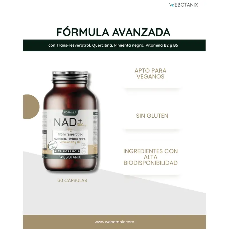 Webotanix Nad+Resveratrol Fórmula, 60 cápsulas