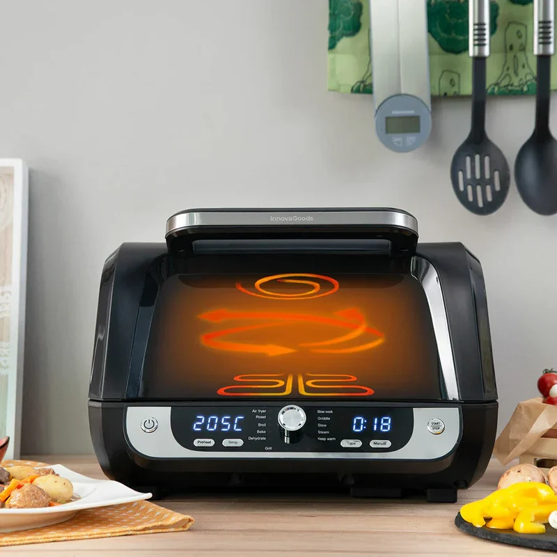 Freidora de Aire con Grill, Accesorios y Recetario Fryinn 12-in-1 6000 Negro Acero 3400 W 6 L