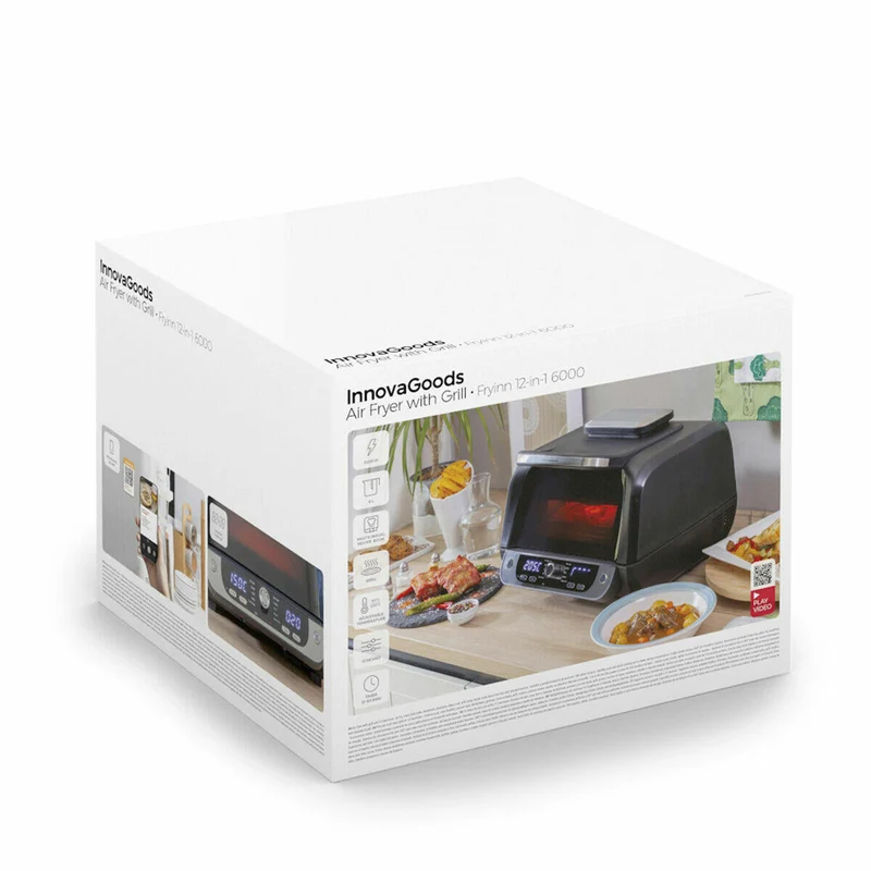 Freidora de Aire con Grill, Accesorios y Recetario Fryinn 12-in-1 6000 Negro Acero 3400 W 6 L