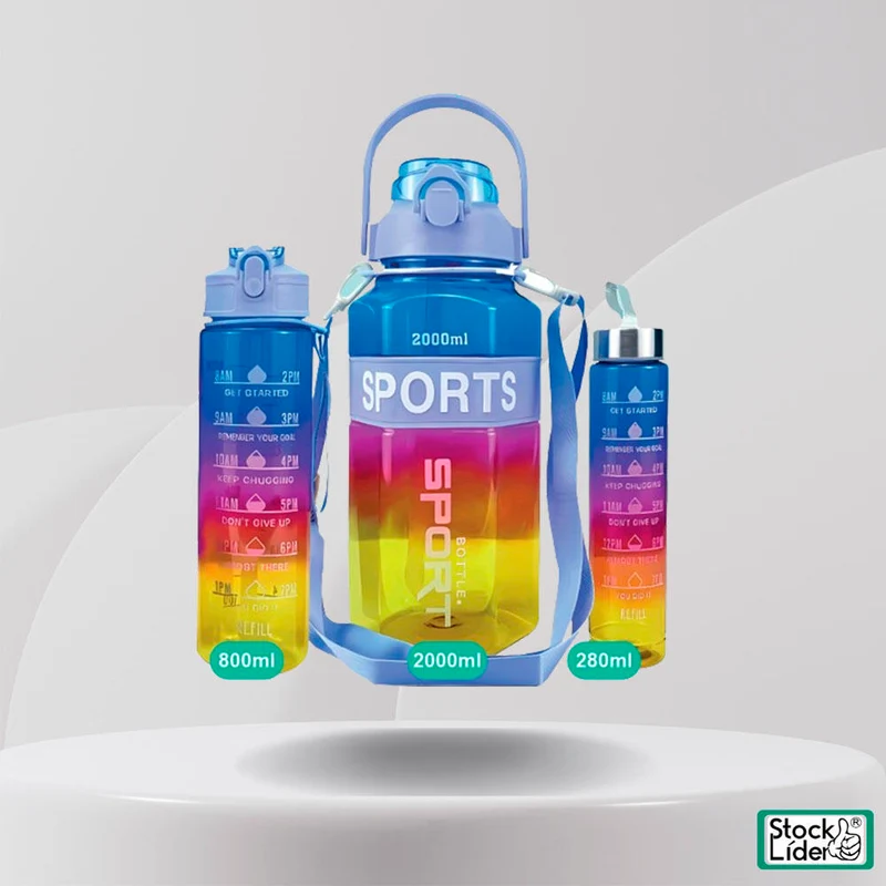 Set de 3 Botellas de agua Hexagonales