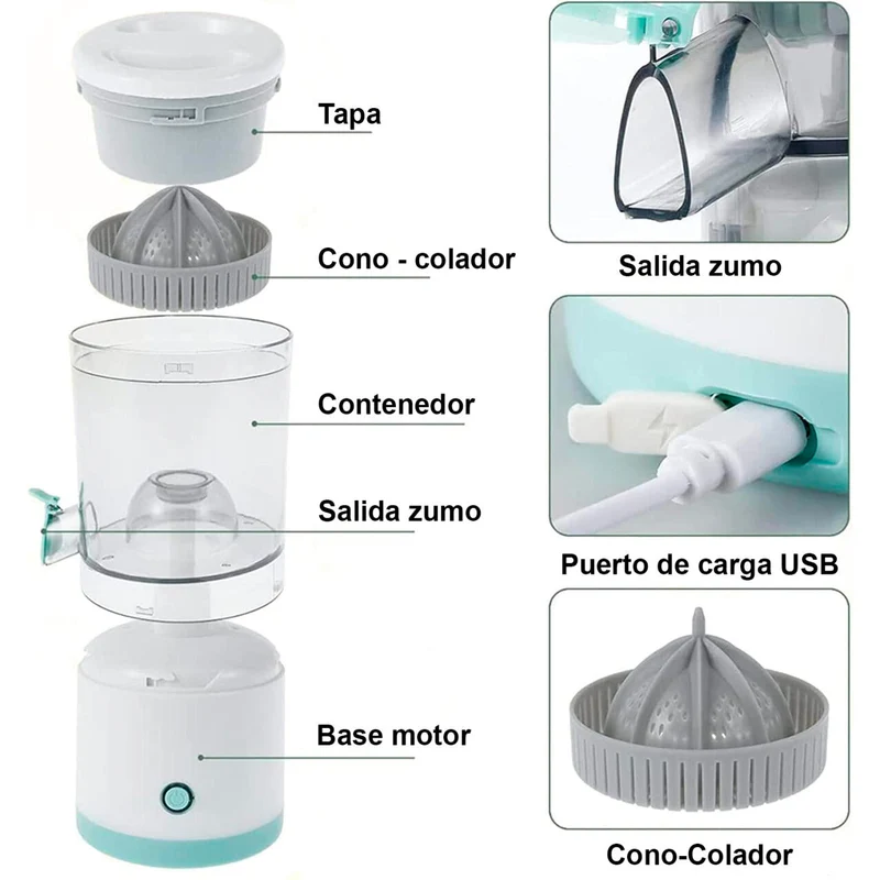 Exprimidor Automático Portátil Recargable – Jugo Fresco sin Esfuerzo