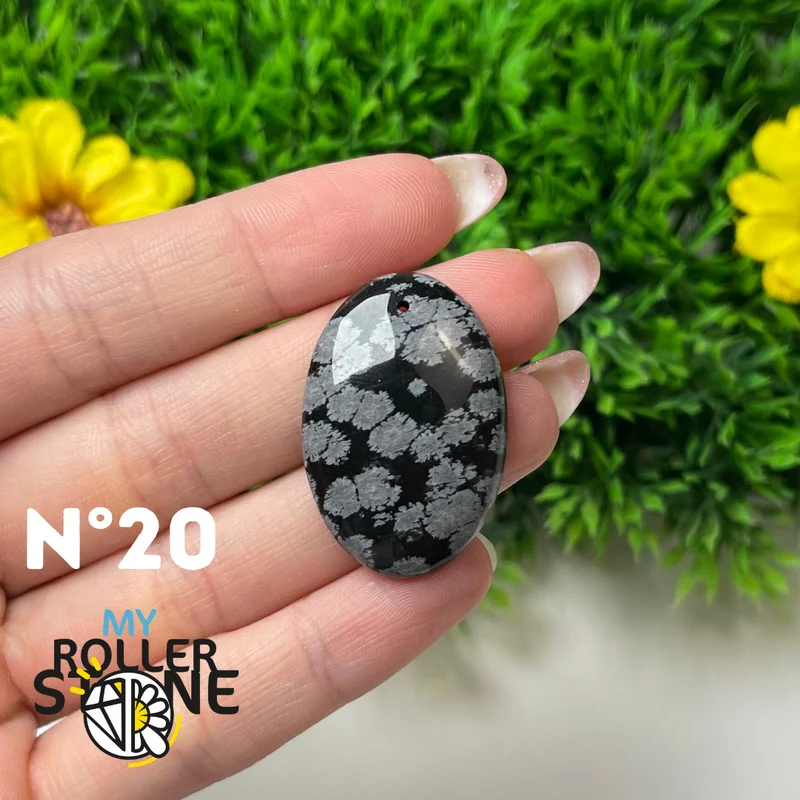 Colgante de obsidiana de copo de nieve perforado 5A