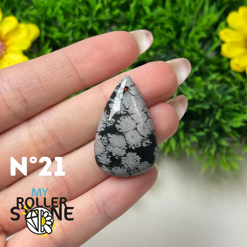 Colgante de obsidiana de copo de nieve perforado 5A