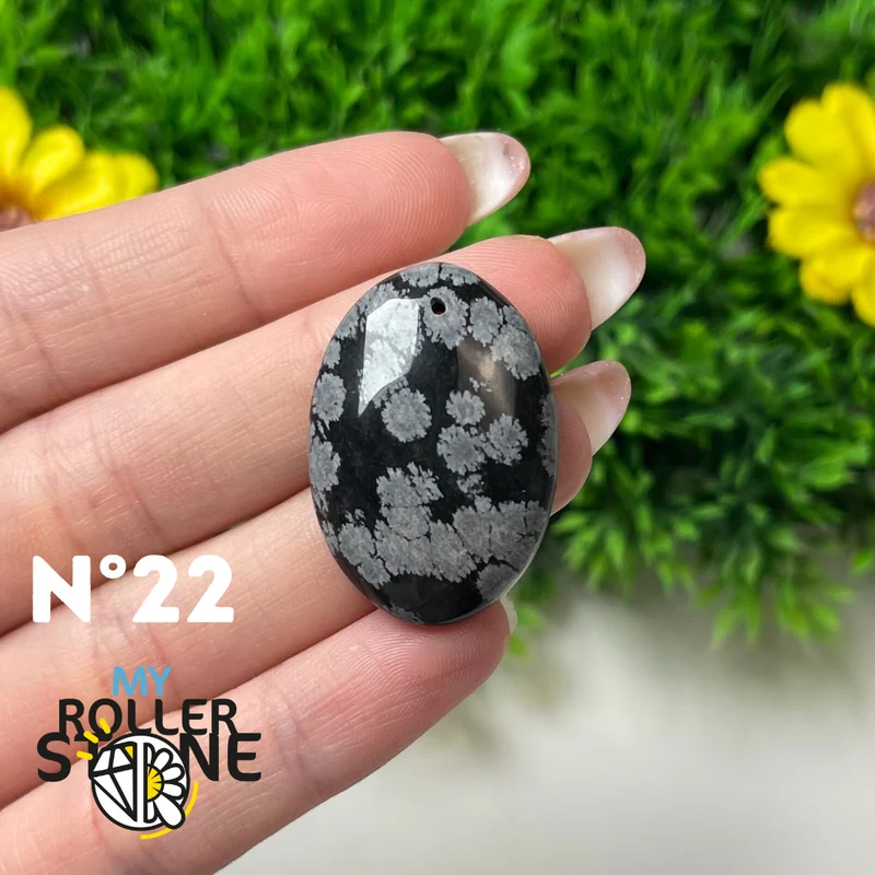 Colgante de obsidiana de copo de nieve perforado 5A