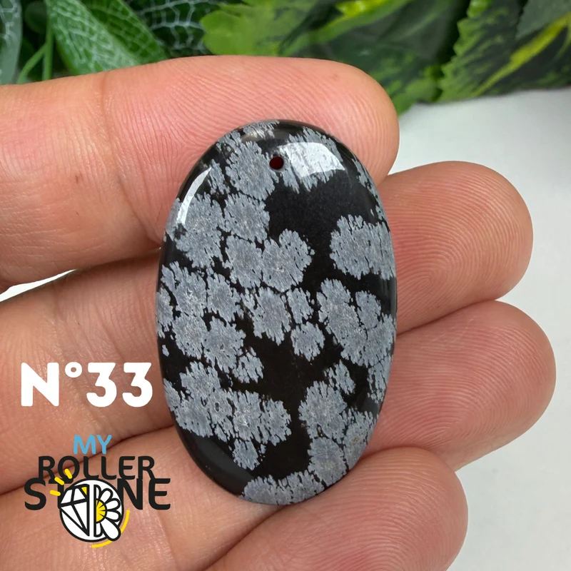 Colgante de obsidiana de copo de nieve perforado 5A