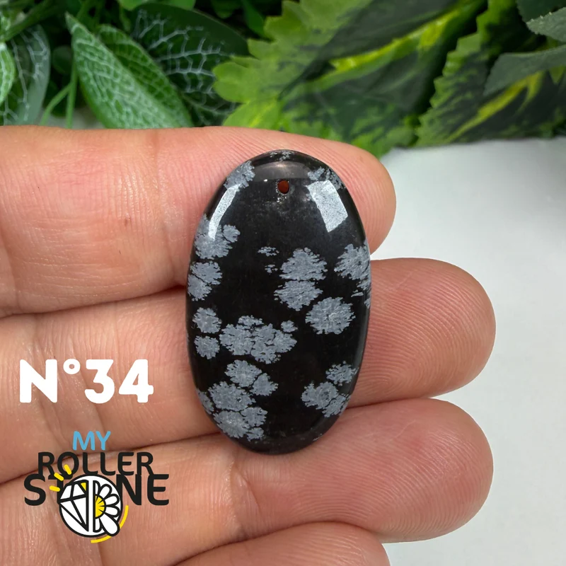 Colgante de obsidiana de copo de nieve perforado 5A