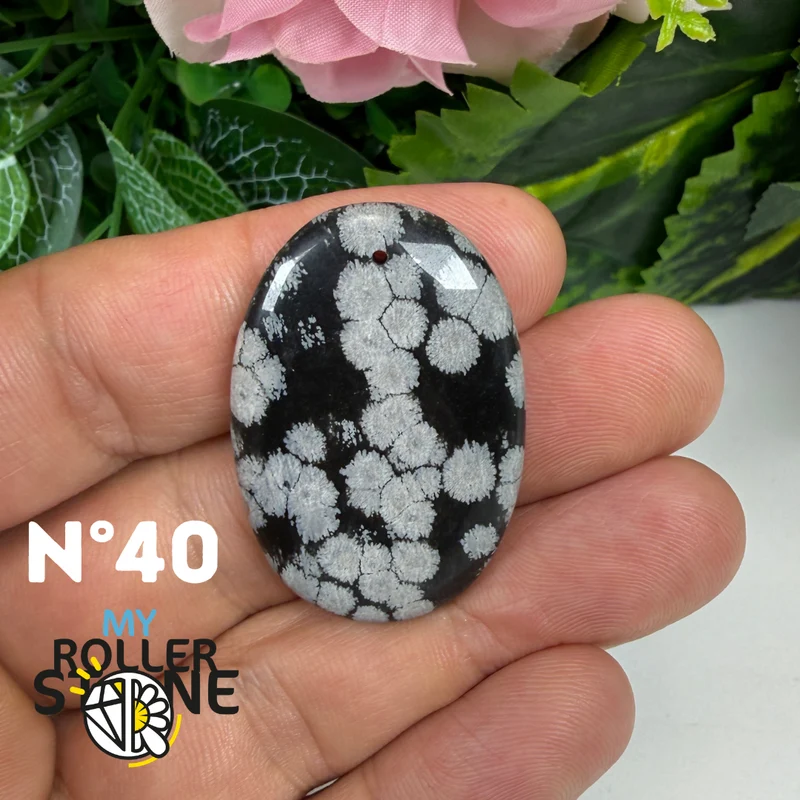 Colgante de obsidiana de copo de nieve perforado 5A