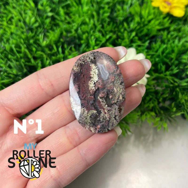 Colgante perforado de ágata musgosa de Indonesia 5A