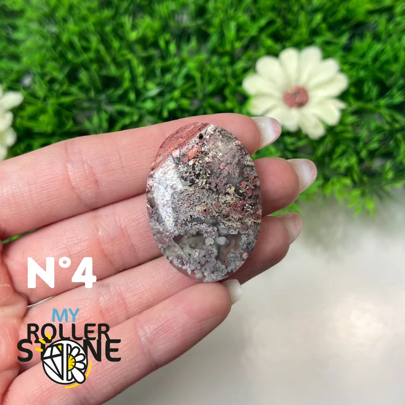 Colgante perforado de ágata musgosa de Indonesia 5A