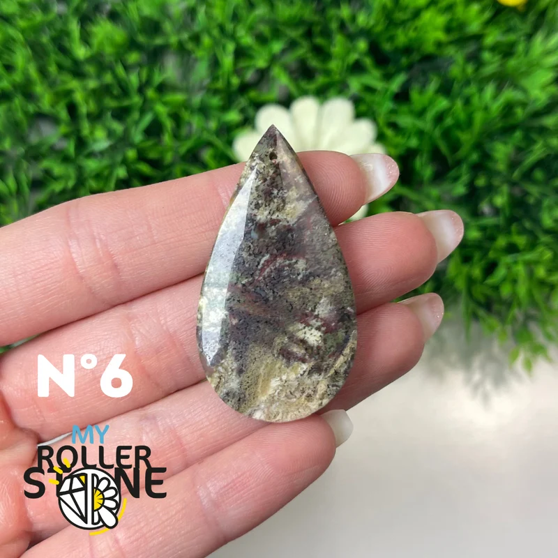 Colgante perforado de ágata musgosa de Indonesia 5A