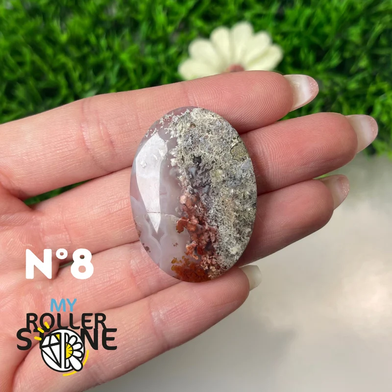 Colgante perforado de ágata musgosa de Indonesia 5A