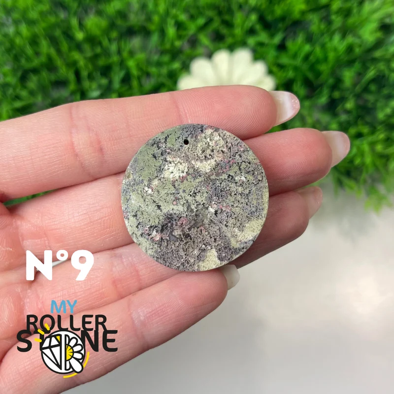 Colgante perforado de ágata musgosa de Indonesia 5A