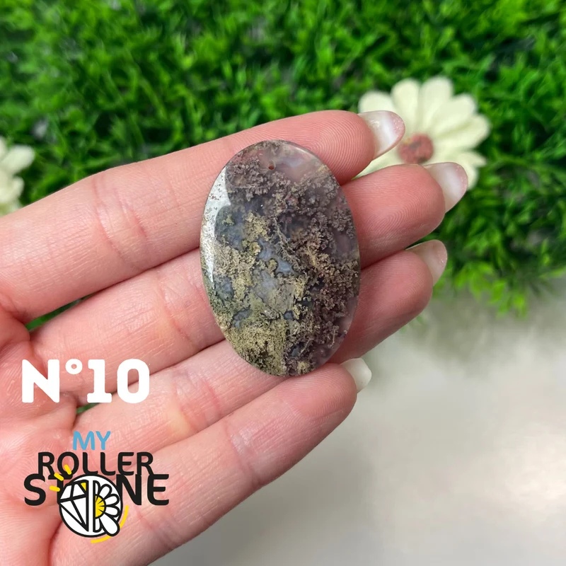 Colgante perforado de ágata musgosa de Indonesia 5A