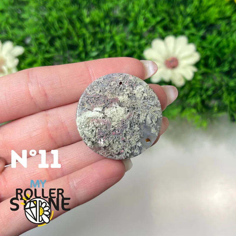 Colgante perforado de ágata musgosa de Indonesia 5A