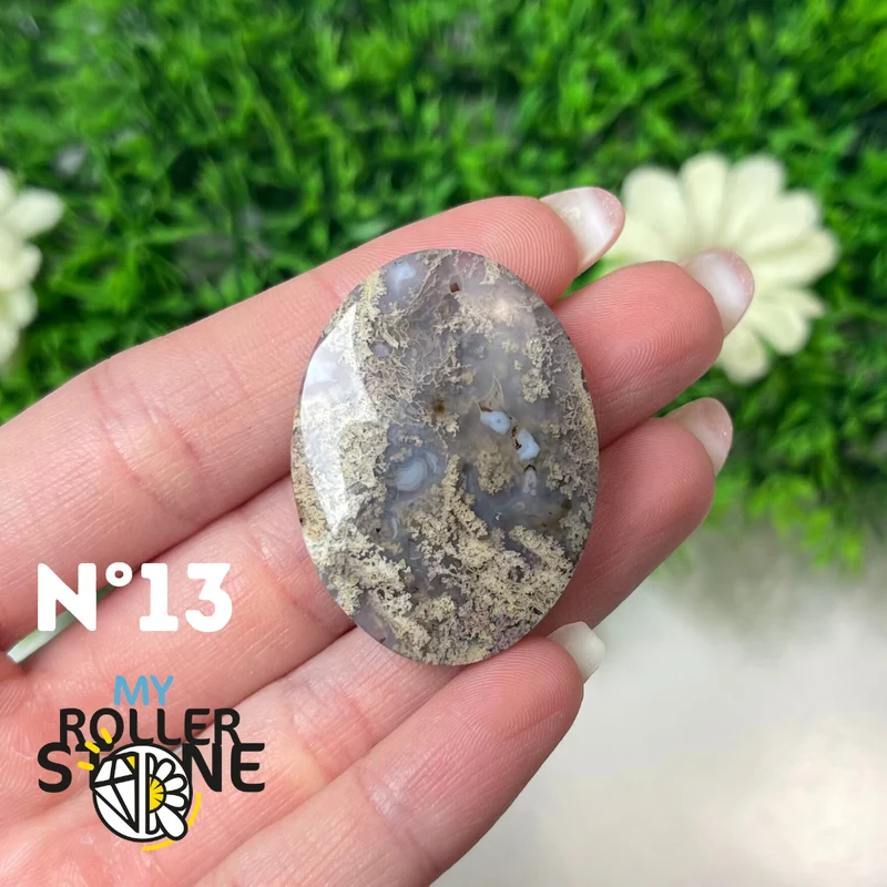 Colgante perforado de ágata musgosa de Indonesia 5A