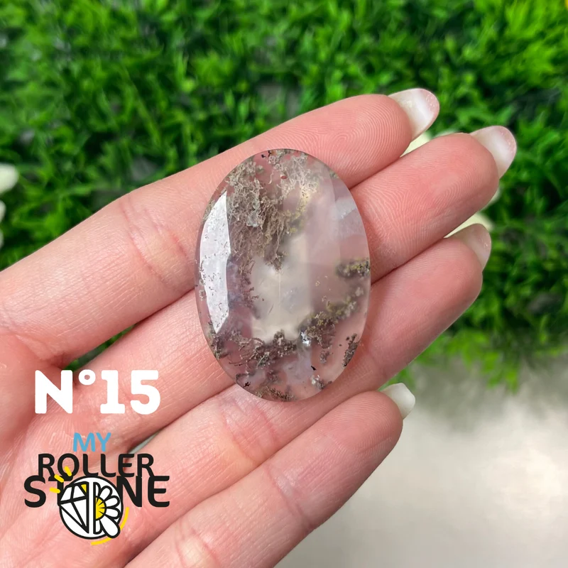 Colgante perforado de ágata musgosa de Indonesia 5A