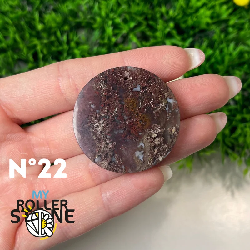 Colgante perforado de ágata musgosa de Indonesia 5A