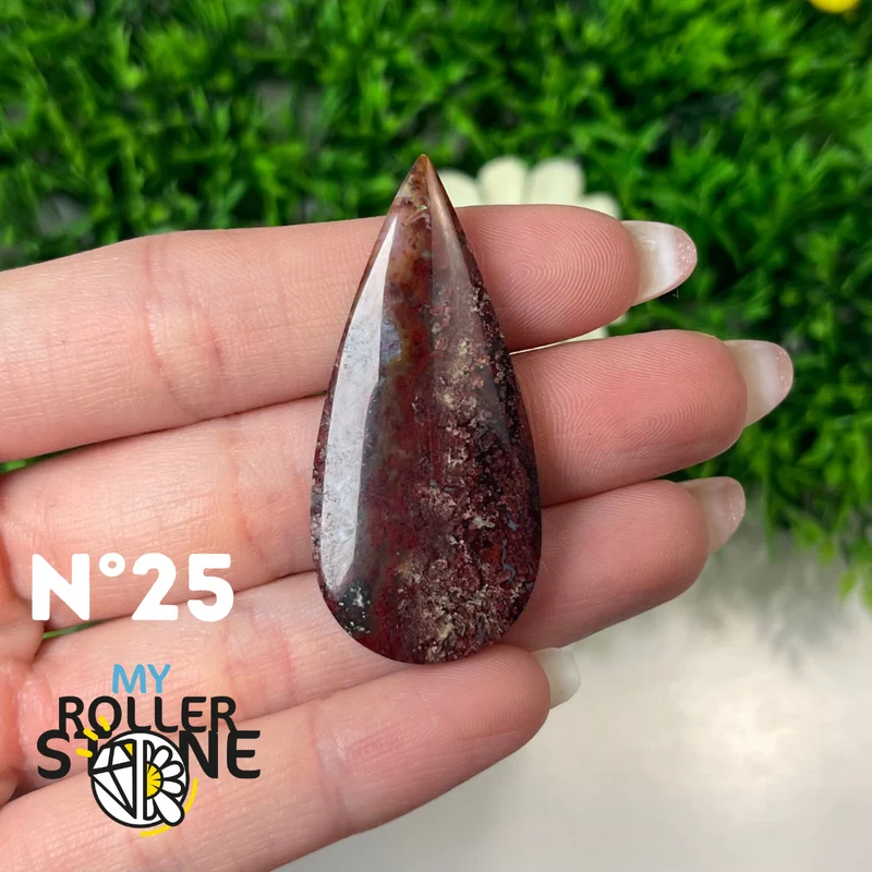Colgante perforado de ágata musgosa de Indonesia 5A
