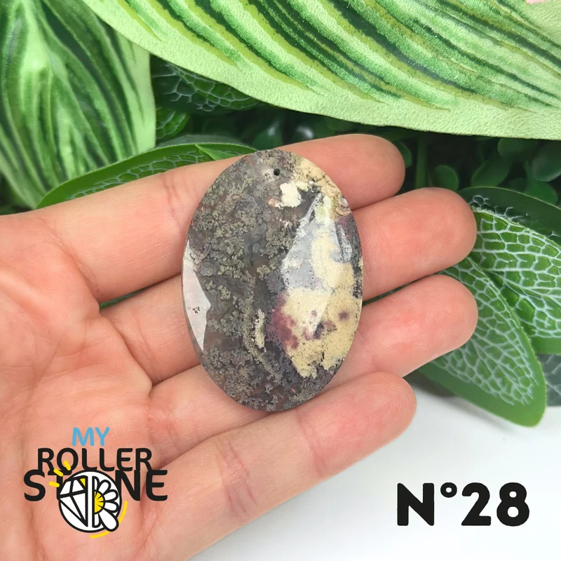Colgante perforado de ágata musgosa de Indonesia 5A
