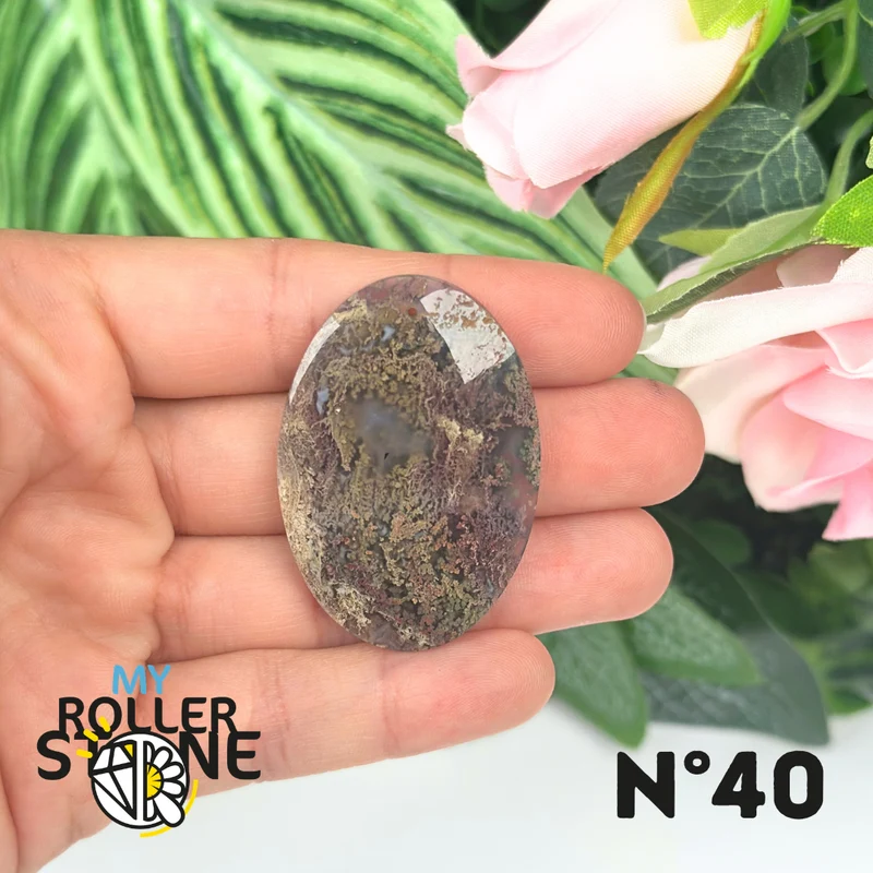 Colgante perforado de ágata musgosa de Indonesia 5A