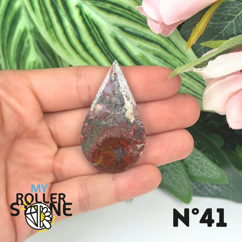 Colgante perforado de ágata musgosa de Indonesia 5A