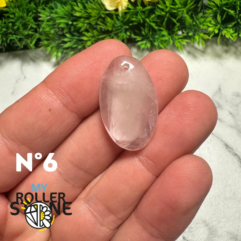 Colgante perforado de cuarzo rosa 5A