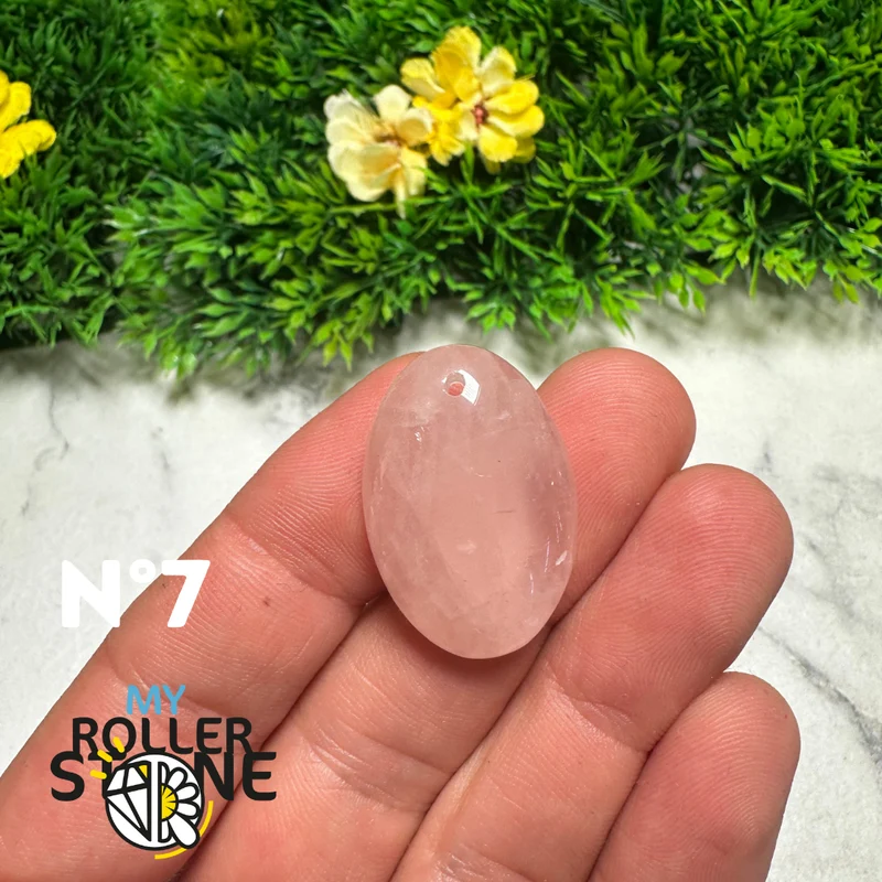 Colgante perforado de cuarzo rosa 5A