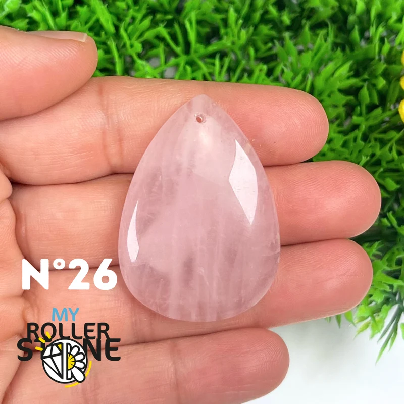 Colgante perforado de cuarzo rosa 5A