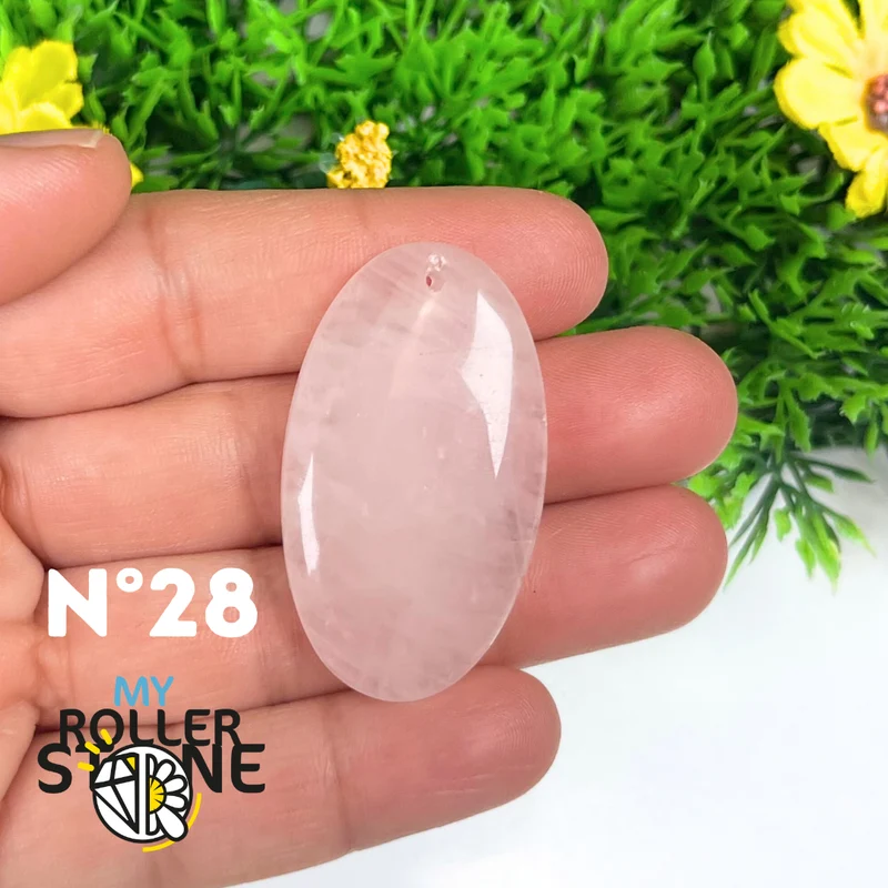Colgante perforado de cuarzo rosa 5A