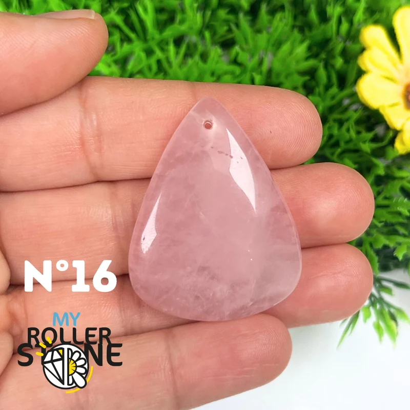 Colgante perforado de cuarzo rosa 5A
