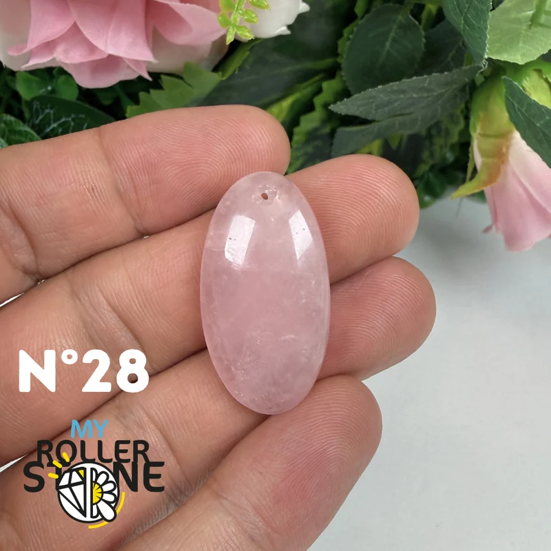 Colgante perforado de cuarzo rosa 5A