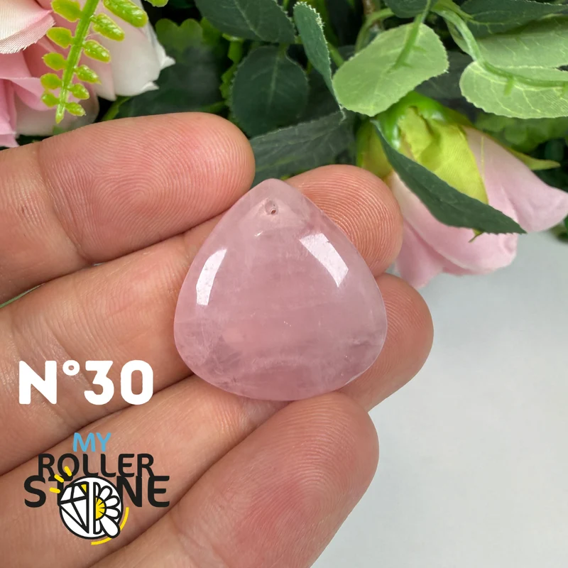 Colgante perforado de cuarzo rosa 5A